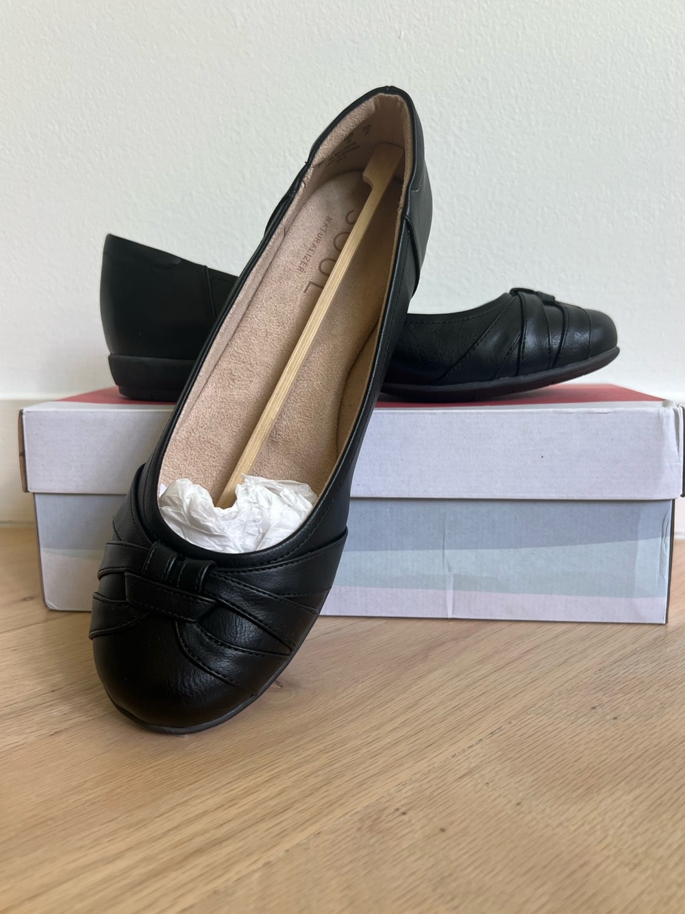 NIB SOUL Naturalizer Gift Black Ballet Flats Comfort Work Shoes Bow Workwear - Picture 6 of 12